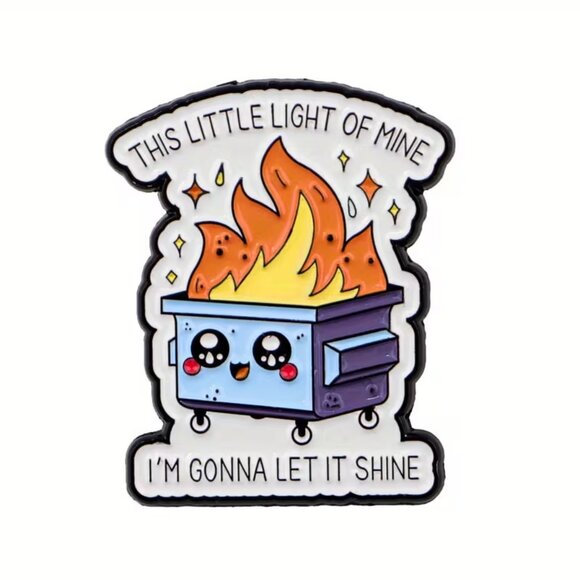Dumpster Fire “This Little Light of Mine” Enamel Lapel Pin Brooch NEW & SO CUTE! - Picture 2 of 5